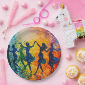 Farbenfrohe Silhouetten tanzen Pappteller (Party)