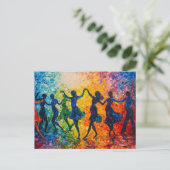 Farbenfrohe Silhouetten tanzen Postkarte (Stehend Vorderseite)