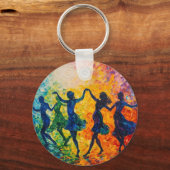Farbenfrohe Silhouetten tanzen Schlüsselanhänger (Vorderseite)