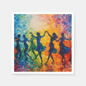 Farbenfrohe Silhouetten tanzen Serviette (Vorderseite)