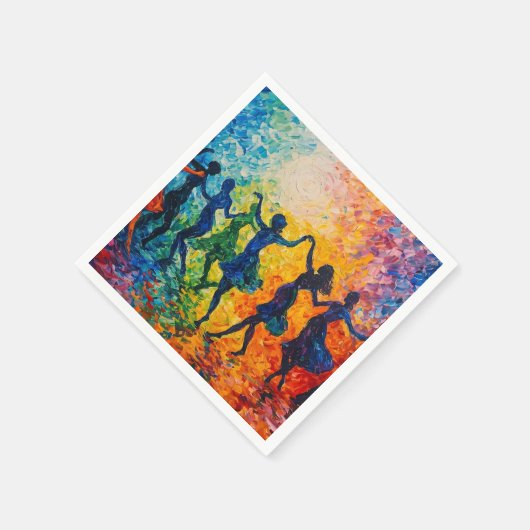 Farbenfrohe Silhouetten tanzen Serviette (Ecke)