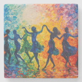 Farbenfrohe Silhouetten tanzen Steinuntersetzer (Vorderseite)