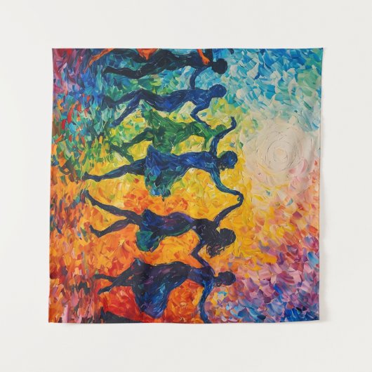 Farbenfrohe Silhouetten tanzen Wandteppich (Vorderseite (Horizontal))