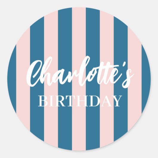 Farbenfrohe SImple Nautical Blue Minimalistisch St Runder Aufkleber (Vorderseite)