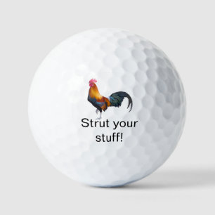 Farbenfrohe Simplistic Rooster "Strut euren Kram!" Golfball