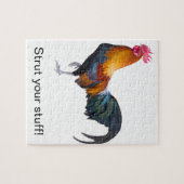 Farbenfrohe Simplistic Rooster "Strut euren Kram!" Puzzle (Horizontal)