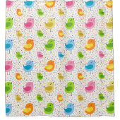 Farbenfrohe Singvögel und musikalische Hinweise Duschvorhang (Vorderseite)