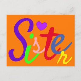 Farbenfrohe Sister-Liebe Postkarte