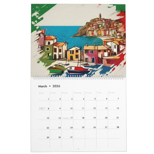 Farbenfrohe Sitte Italien 2024 Kalender (Mär 2026)