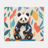 Farbenfrohe Sitting Panda Bären Matisse Inspiriert Fleecedecke (Vorderseite (Horizontal))
