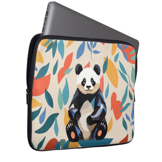 Farbenfrohe Sitting Panda Bären Matisse Inspiriert Laptopschutzhülle (Vorne Rechts)