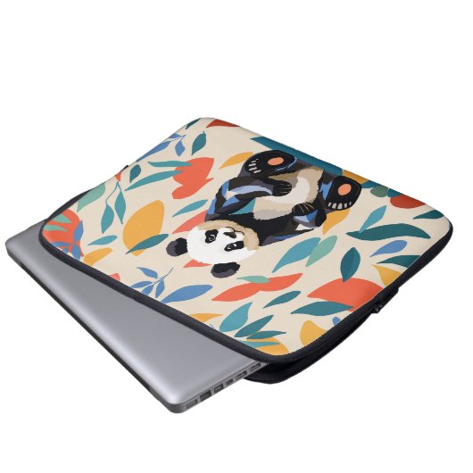 Farbenfrohe Sitting Panda Bären Matisse Inspiriert Laptopschutzhülle (Vorne Knopf)