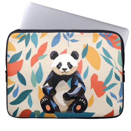 Farbenfrohe Sitting Panda Bären Matisse Inspiriert Laptopschutzhülle (Vorderseite)