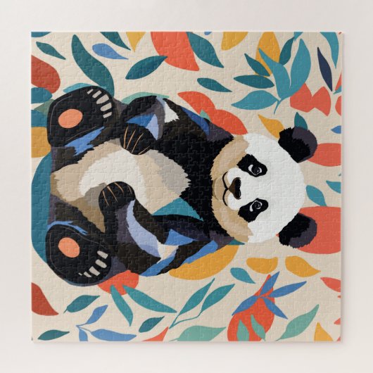 Farbenfrohe Sitting Panda Bären Matisse Inspiriert Puzzle (Horizontal)