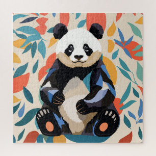 Farbenfrohe Sitting Panda Bären Matisse Inspiriert Puzzle