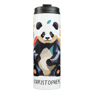 Farbenfrohe Sitting Panda Bären Matisse Inspiriert Thermosbecher