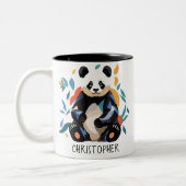 Farbenfrohe Sitting Panda Bären Matisse Inspiriert Zweifarbige Tasse (Links)
