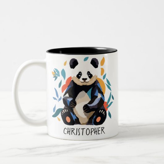 Farbenfrohe Sitting Panda Bären Matisse Inspiriert Zweifarbige Tasse (Links)