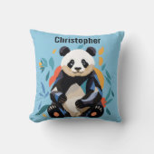 Farbenfrohe Sitzen Panda Bär Personalisierter Name Kissen (Vorderseite)