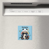 Farbenfrohe Sitzen Panda Bär Personalisierter Name Magnet (In Situ (Geschirrspüler))