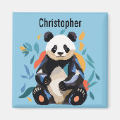 Farbenfrohe Sitzen Panda Bär Personalisierter Name Magnet (Vorne)