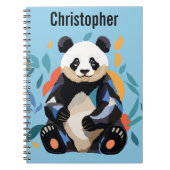Farbenfrohe Sitzen Panda Bär Personalisierter Name Notizblock (Vorderseite)