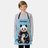 Farbenfrohe Sitzen Panda Bär Personalisierter Name Schürze (Getragen)