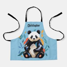 Farbenfrohe Sitzen Panda Bär Personalisierter Name Schürze