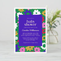 Farbenfrohe skandinavische Blume Grüne Babydusche