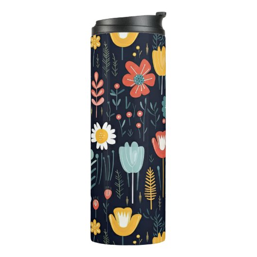 Farbenfrohe skandinavische Folklore Thermosbecher (Nach links gedreht)