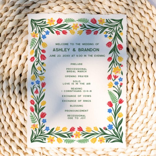 Farbenfrohe skandinavische Wildblumen-Hochzeit Programm