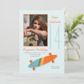 Farbenfrohe Skateboard Foto Einladung (Stehend Vorderseite)