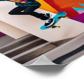 Farbenfrohe Skateboarder Poster (Ecke)