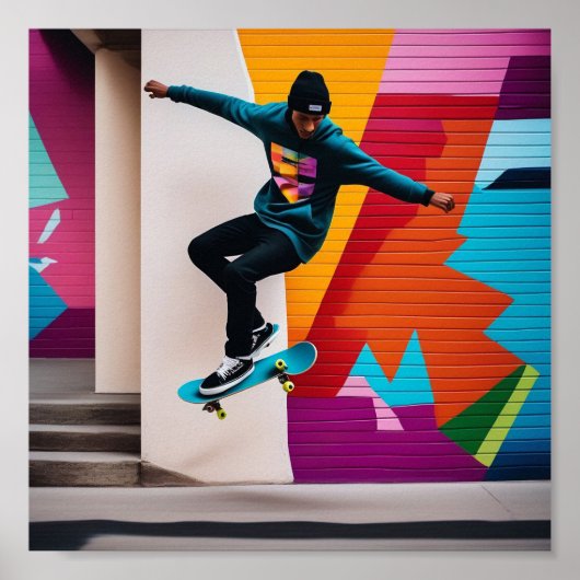 Farbenfrohe Skateboarder Poster (Vorne)