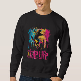 Farbenfrohe Skateboarding Adventure Graphic Sweatshirt