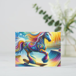 Farbenfrohe Skateboarding Postkarte