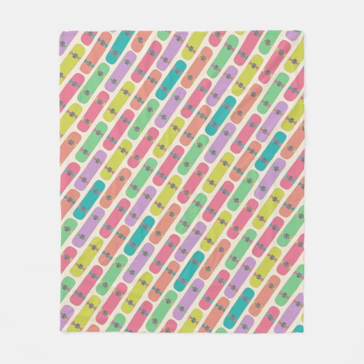 Farbenfrohe Skateboardmuster Fleecedecke (Vorderseite)