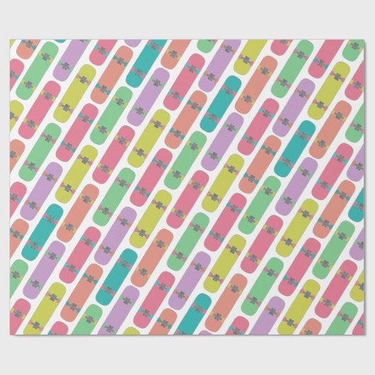 Farbenfrohe Skateboardmuster  Geschenkpapier (Flach)