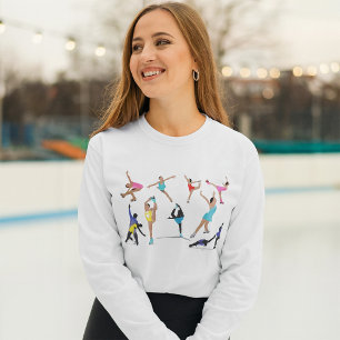 Farbenfrohe Skaten-Ice-Skater in Bewegung T-Shirt