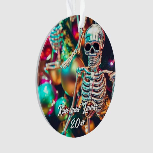 Farbenfrohe Skeleton Ornamente Weihnachten (Vorderseite)