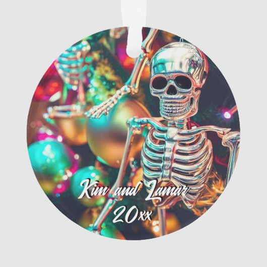 Farbenfrohe Skeleton Ornamente Weihnachten (Rückseite)