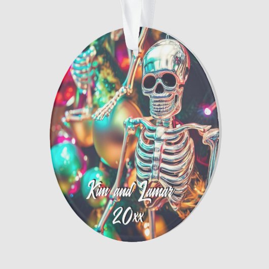 Farbenfrohe Skeleton Ornamente Weihnachten (Vorderseite)
