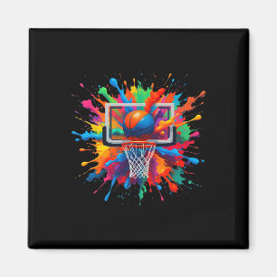 Farbenfrohe Skelett-Tie-Dye-Reifen-Netz-Slam-Dunk- Magnet