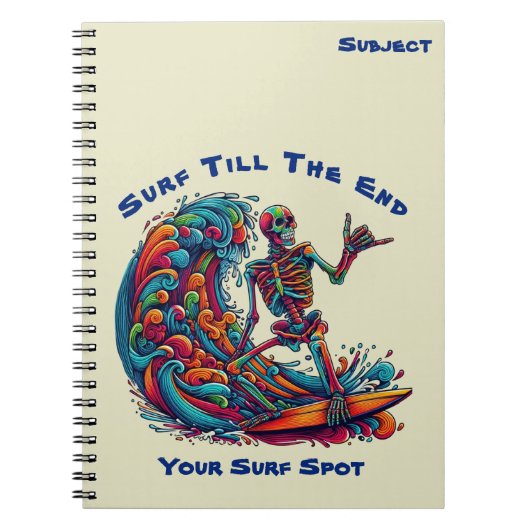 Farbenfrohe Skelettsurfer- Notebook Notizblock (Vorderseite)