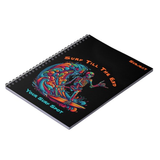 Farbenfrohe Skelettsurfer- Notebook Notizblock (Linke Seite)