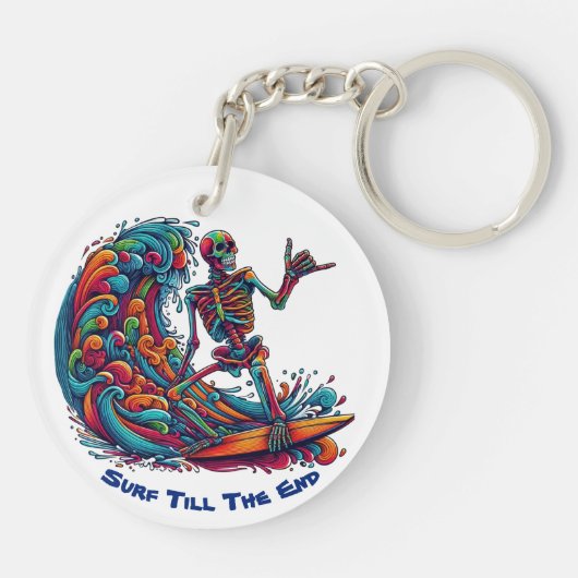 Farbenfrohe Skelettwanderung Schlüsselanhänger (Rückseite)