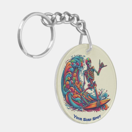 Farbenfrohe Skelettwanderung Schlüsselanhänger (Vorderseite links)