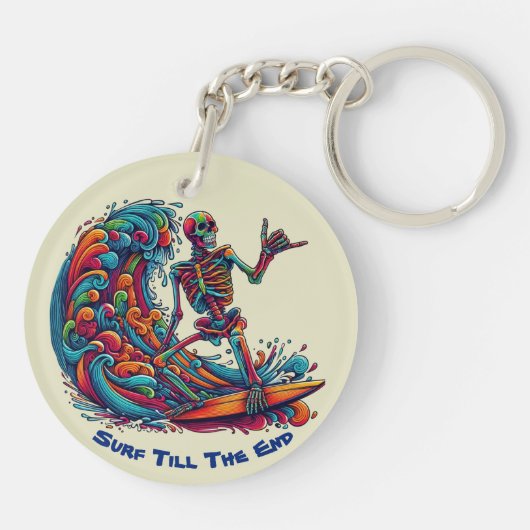 Farbenfrohe Skelettwanderung Schlüsselanhänger (Rückseite)