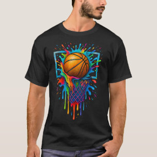 Farbenfrohe Sketll-Farbspritzer-Reifen-Netz-Slam-D T-Shirt