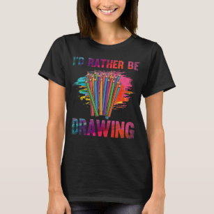 Farbenfrohe Skizze Bleistift Zeichnend Kunst Lover T-Shirt
